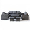 Szary grafitowy komplet z technorattanu PE, sofa 3-osobowa 190 × 75 × 70 cm, 6 elementów