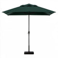 Ciemnozielony kwadratowy parasol ogrodowy z podstawą 300 x 300 cm, wysokość 248 cm