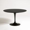 Czarny okrągły stół do jadalni 100 cm, wysokość 73 cm, MDF i stal