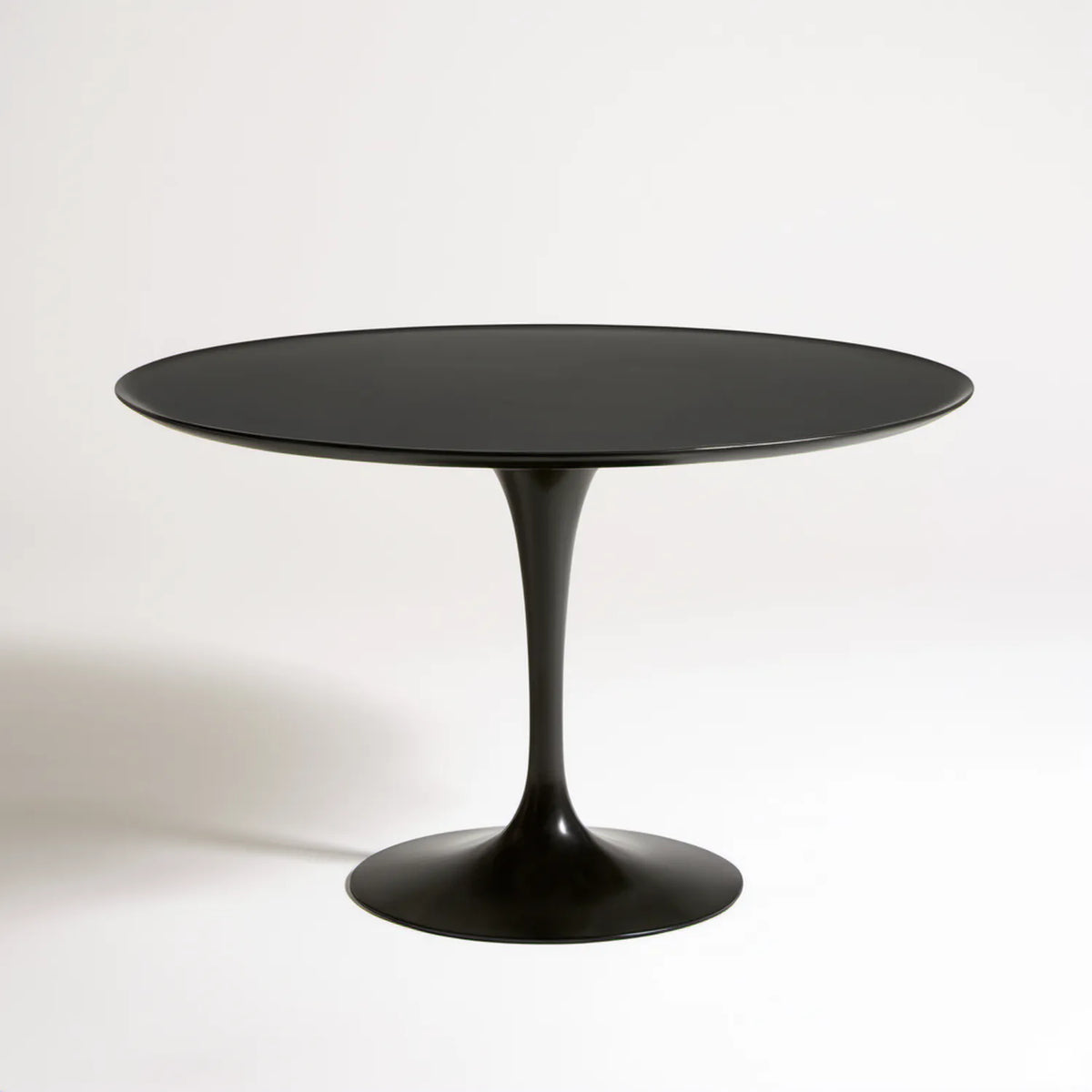 Czarny okrągły stół do jadalni 100 cm, wysokość 73 cm, MDF i stal