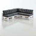 Ogrodowa sofa narożna 5-osobowa Biała/Grafitowa 230 x 230 x 80 cm z litego drewna sosnowego i poliestru