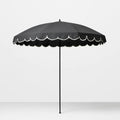 Okrągły parasol ogrodowy czarny/biały Ø 270 cm z falbaną, wysokość 245 cm