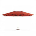 Potrójny prostokątny parasol ogrodowy 460 x 270 cm bordowy z ciemnobrązowym stelażem