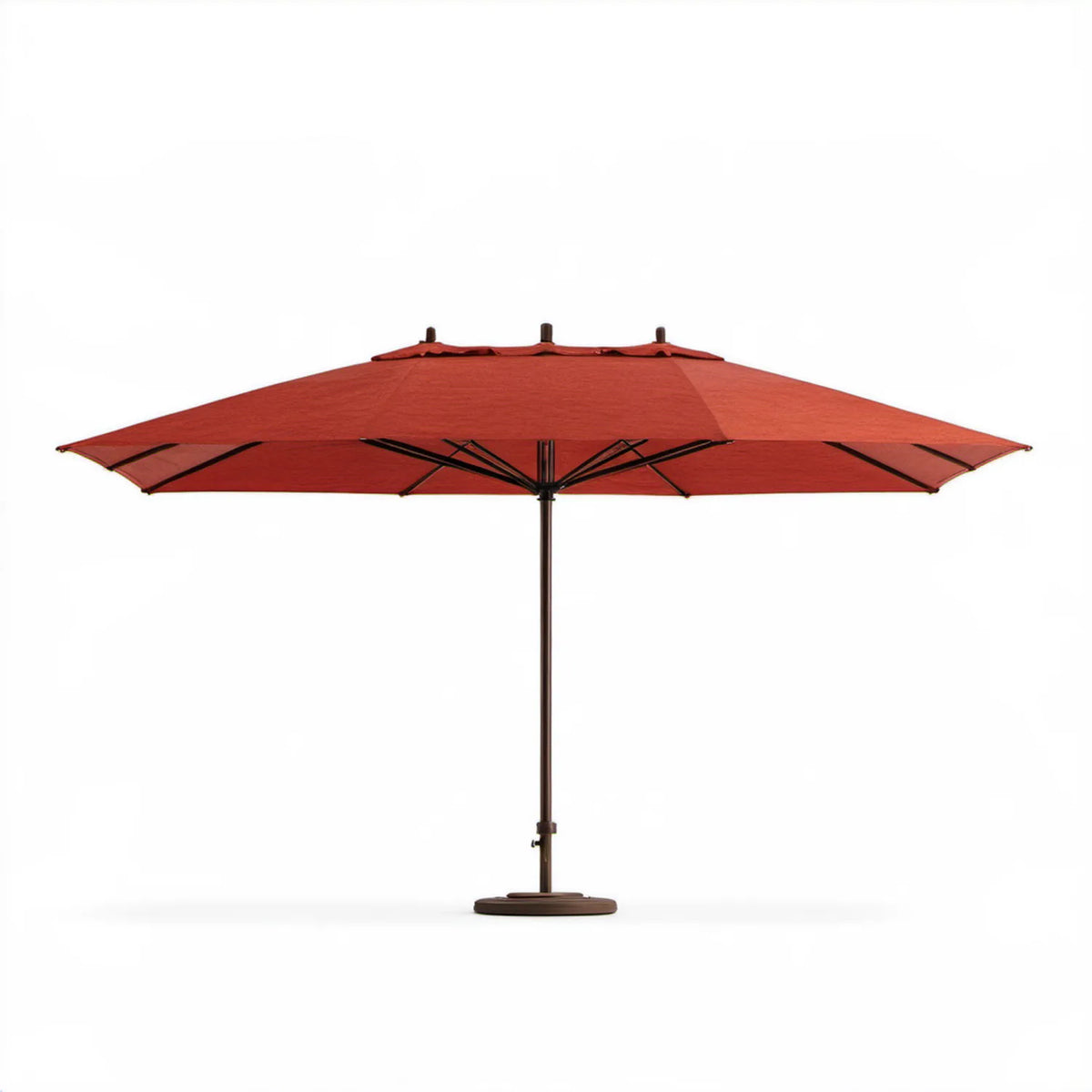 Potrójny prostokątny parasol ogrodowy 460 x 270 cm bordowy z ciemnobrązowym stelażem