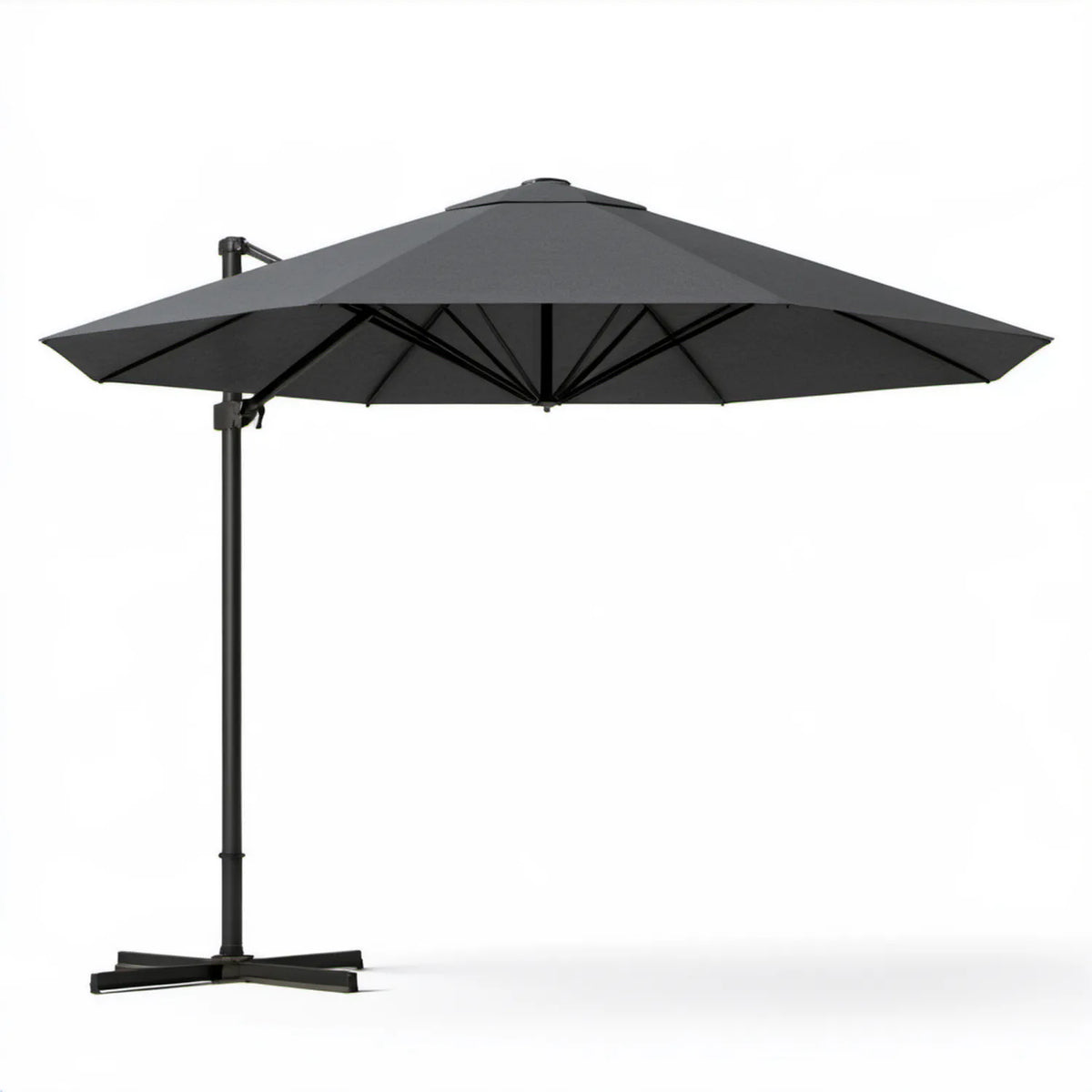 Czarny parasol ogrodowy z bocznym masztem 300 x 300 cm, poliester i stal
