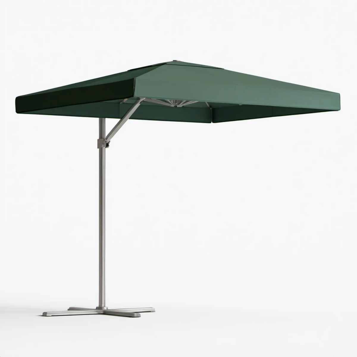 Boczny parasol ogrodowy kwadratowy 300 x 300 cm ciemnozielony ze srebrnym stelażem