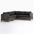 3-osobowa narożna sofa ogrodowa z technorattanu, szara/antracytowa, 230 x 180 x 85 cm