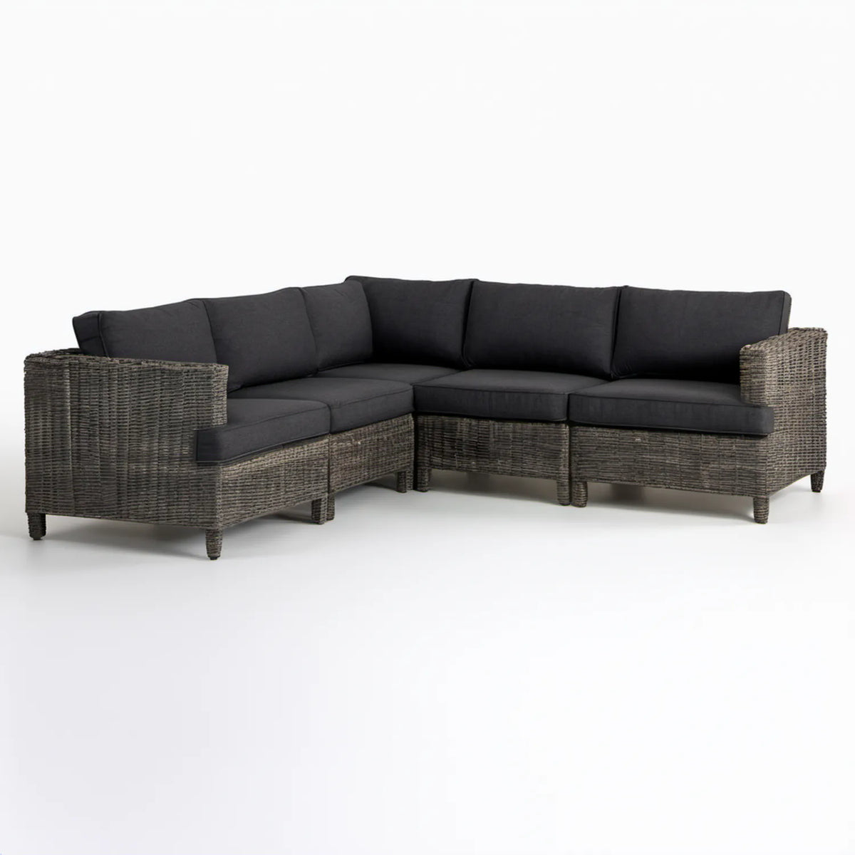 3-osobowa narożna sofa ogrodowa z technorattanu, szara/antracytowa, 230 x 180 x 85 cm