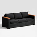 3-osobowa sofa ogrodowa z technorattanu PE z poduszkami, czarno-brązowa, 200 x 75 x 70 cm